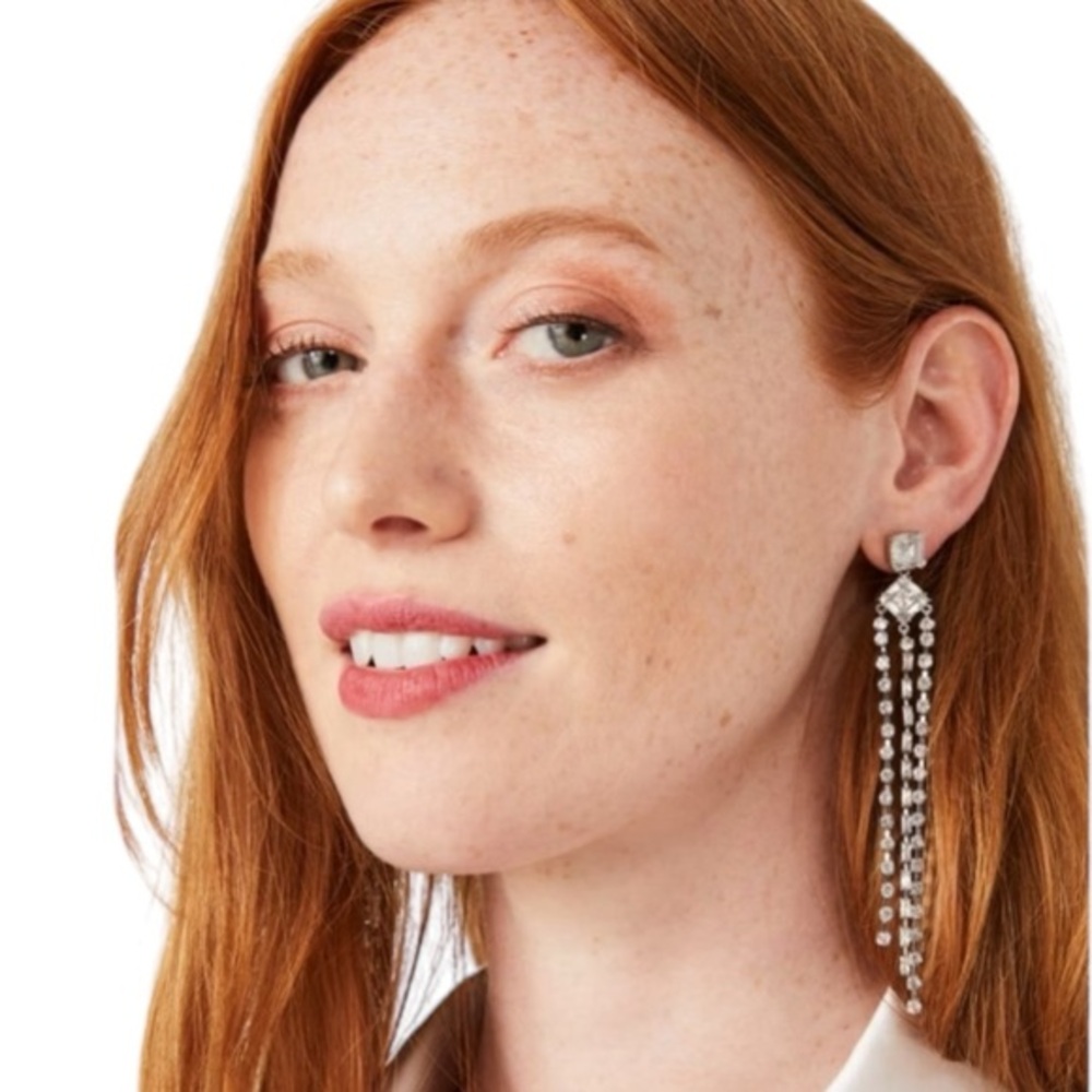 NWT Kate Spade Silver-Tone Shimmy Fringe Earrings